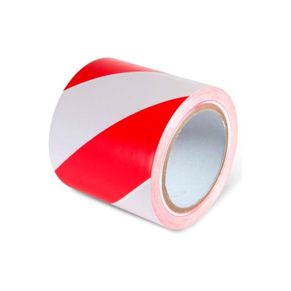 Top Tape And Label. Global Industrial Striped Hazard Warning Tape 4inW x 108L 5 Mil Red/White 1 Roll 670653RW - main